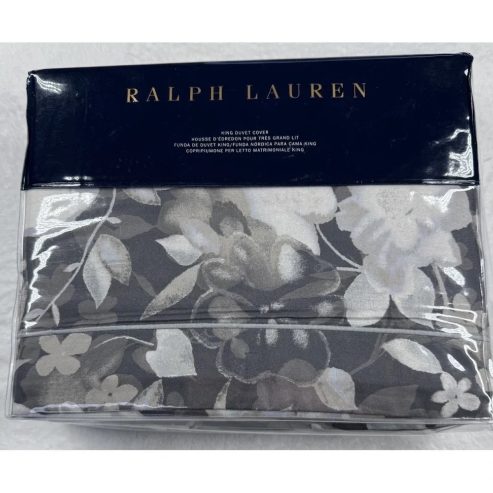 Ralph Lauren -Home-Full/Queen Avery Gray Floral Duvet Cover Bedding